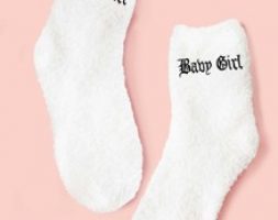 Letter Graphic Fuzzy Socks