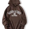 Letter Graphic Kangaroo Pocket Drop Shoulder Drawstring Hoodie