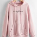 Letter Graphic Kangaroo Pocket Hooded Pullover