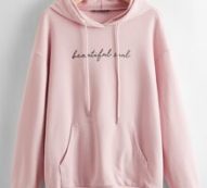 Letter Graphic Kangaroo Pocket Hooded Pullover