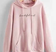 Letter Graphic Kangaroo Pocket Hooded Pullover