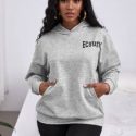 Letter Graphic Kangaroo Pocket Hoodie