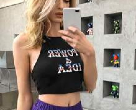 Letter Graphic Knotted Halter Top