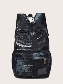 Letter Graphic Large Capacity Backpack