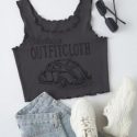 Letter Graphic Lettuce Trim Tank Top