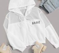 Letter Graphic Mesh Insert Jacket