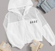 Letter Graphic Mesh Insert Jacket