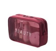 Letter Graphic Mesh Square Makeup Bag