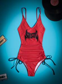 Letter Graphic One Piece Swimsuit