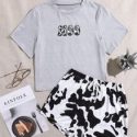 Letter Graphic Pajama Set