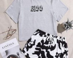 Letter Graphic Pajama Set