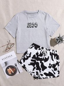 Letter Graphic Pajama Set