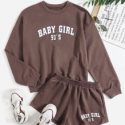 Letter Graphic Pullover & Shorts Set