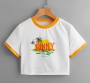 Letter Graphic Ringer Crop Tee