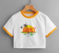 Letter Graphic Ringer Crop Tee