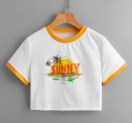 Letter Graphic Ringer Crop Tee