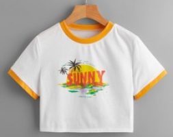 Letter Graphic Ringer Crop Tee