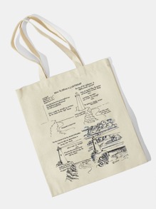 Letter Graphic Shopper Bag