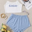 Letter Graphic Shorts PJ Set