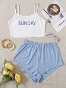 Letter Graphic Shorts PJ Set