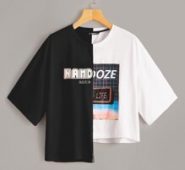 Letter Graphic Spliced Asymmetric Tee