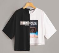 Letter Graphic Spliced Asymmetric Tee