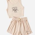 Letter Graphic Tank Top & Shorts