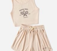 Letter Graphic Tank Top & Shorts