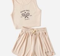 Letter Graphic Tank Top & Shorts