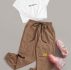 Letter Graphic Tee With Drawstring Waist Cargo Pants