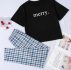 Letter Graphic Tee & Plaid Pants Pajama Set