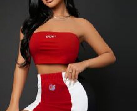 Letter Graphic Tube Top and Colorblock Skirt Set