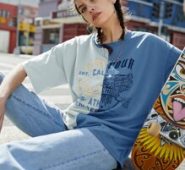 Letter Graphic Two Tone Oversized Tee