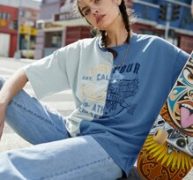 Letter Graphic Two Tone Oversized Tee