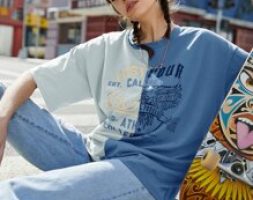 Letter Graphic Two Tone Oversized Tee