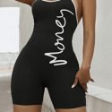 Letter Graphic Unitard Cami Romper