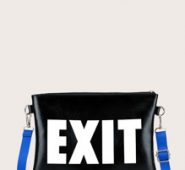 Letter Graphic Zip Up Clutch Bag