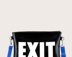 Letter Graphic Zip Up Clutch Bag