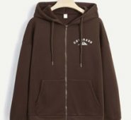 Letter Graphic Zip Up Drawstring Hoodie