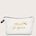 Letter Graphic Zippered Makeup Bag