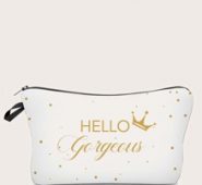Letter Graphic Zippered Makeup Bag