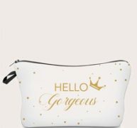 Letter Graphic Zippered Makeup Bag