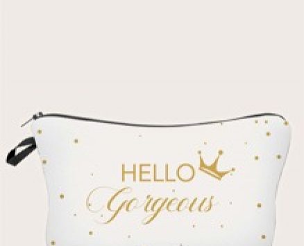 Letter Graphic Zippered Makeup Bag