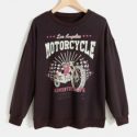 Letter Motorcycle Graphic Sweatshirt