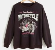 Letter Motorcycle Graphic Sweatshirt