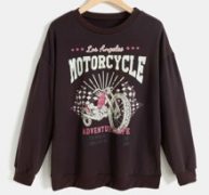 Letter Motorcycle Graphic Sweatshirt