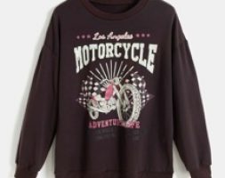 Letter Motorcycle Graphic Sweatshirt