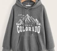 Letter Mountain Graphic Pocket Drawstring Hoodie