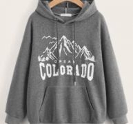 Letter Mountain Graphic Pocket Drawstring Hoodie