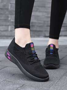 Letter Patch Lace-up Front Sneakers